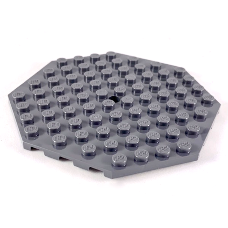 Plaat, Aangepast 10x10 achthoekig met gat Dark Bluish Gray